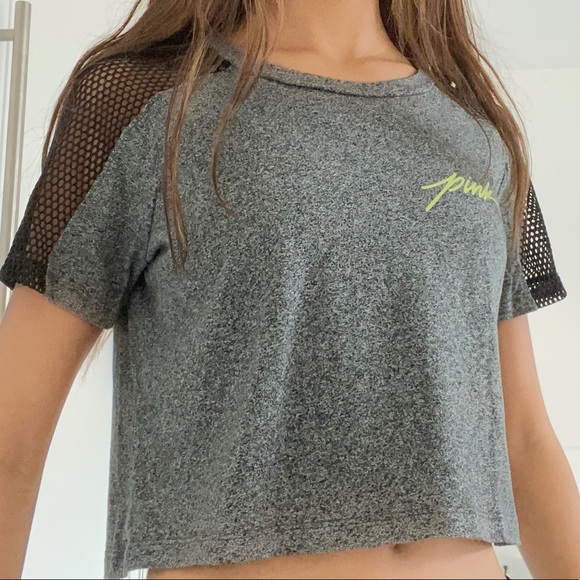 Pink Victoria’s Secret Fishnet Gray Crop Top - Picture 2 of 6